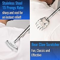 Vista 5 de Oversized Back Scratcher Massager with 3 Detachable Heads, Stocking Stuffers for Men & Women, Extendable 30" Handle with Spikes, Rake & Bear Claw
