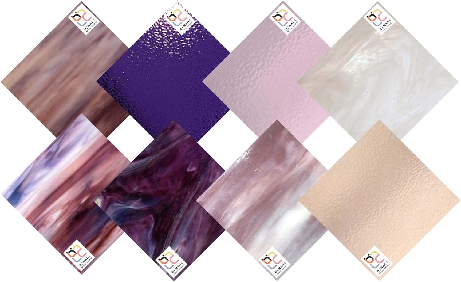 Purple Gradient Polar Winds Stained Glass Pack (8"x12") by BiNARi Glass Studio