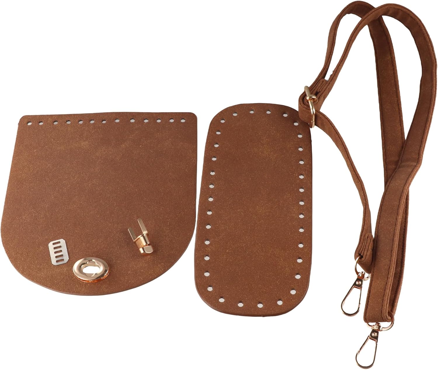zaoalife PU Leather Backpack Making Kits,PU Leather Bag Knitting Set, Leather Bag Bottom,Shoulder Strap,Flap Cover,Bag Twist Lock,for DIY Bag Making image 2