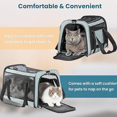 Miniatura 30 de Petsfit Transportador para perros pequeños, ligero, portátil, suave, para gatos grandes y medianos, malla transpirable de 5 lados, a prueba de fugas
