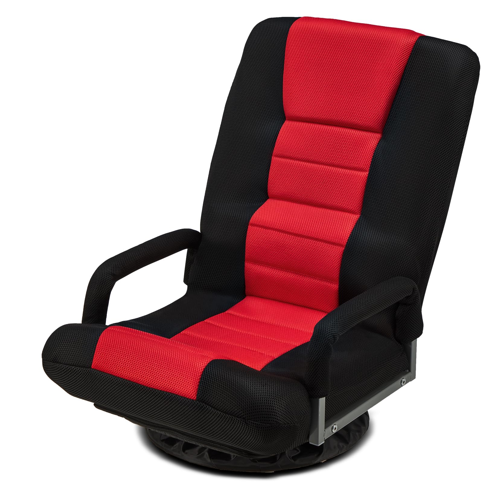 Avocahom 360° Swivel Chair 6 Adjustable Positions Backrest with Armrest Foldable Floor Chairs Suitable for Reading, Relaxing, Mediation,Red