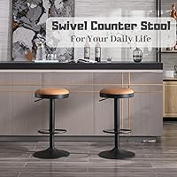 Vista 10 de Taburetes de bar sin espalda, juego de 4 taburetes de bar redondos ajustables para encimera de cocina, taburete giratorio de altura de barra, silla