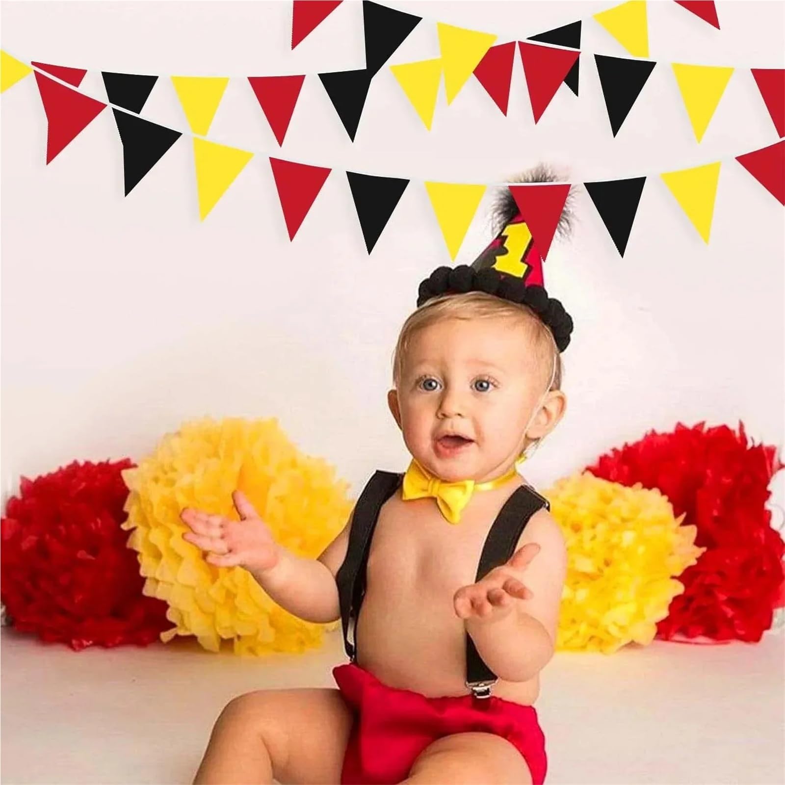 Banderines Decorativos 10m Red Yellow Black Bunting Flags 20x30cm Plastic Party Decor(3 PCS)