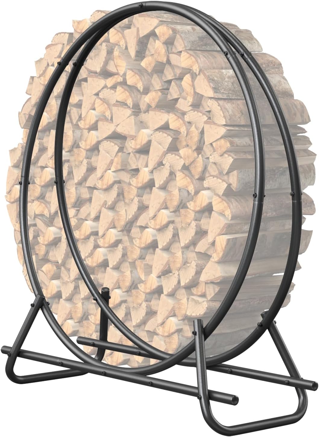 Outdoor Firewood Circle Rack- Metal Pipe Ring,Sturdy & Durable Firewood Holder for Indoor/Outdoor Use,Space-Saving Design for Fireplace,Campfire or Backyard Storage (48 inch diameter circle)