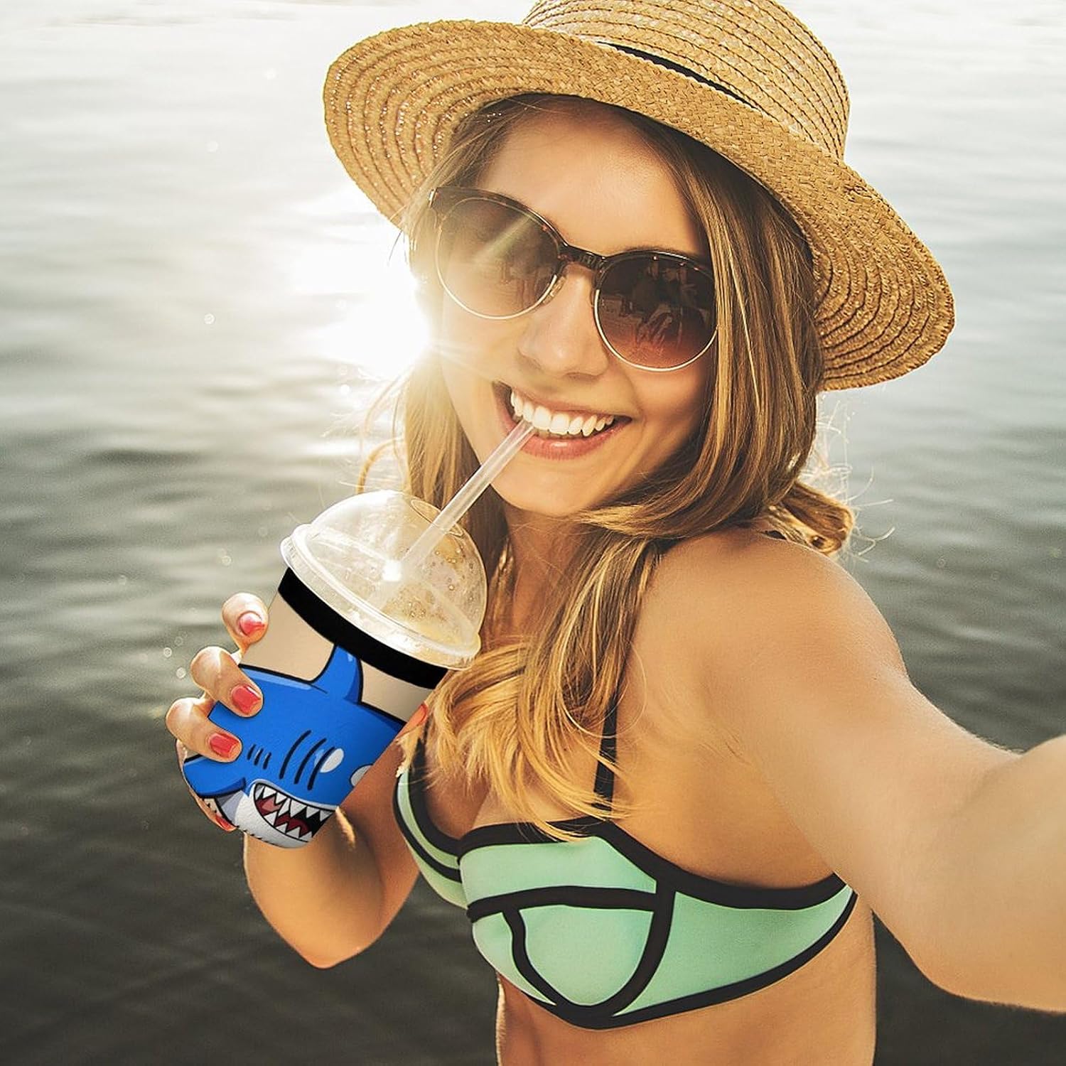 3 Pack Neoprene Cup Sleeves, Stretchy Reusable Drink Cup Cover Universal