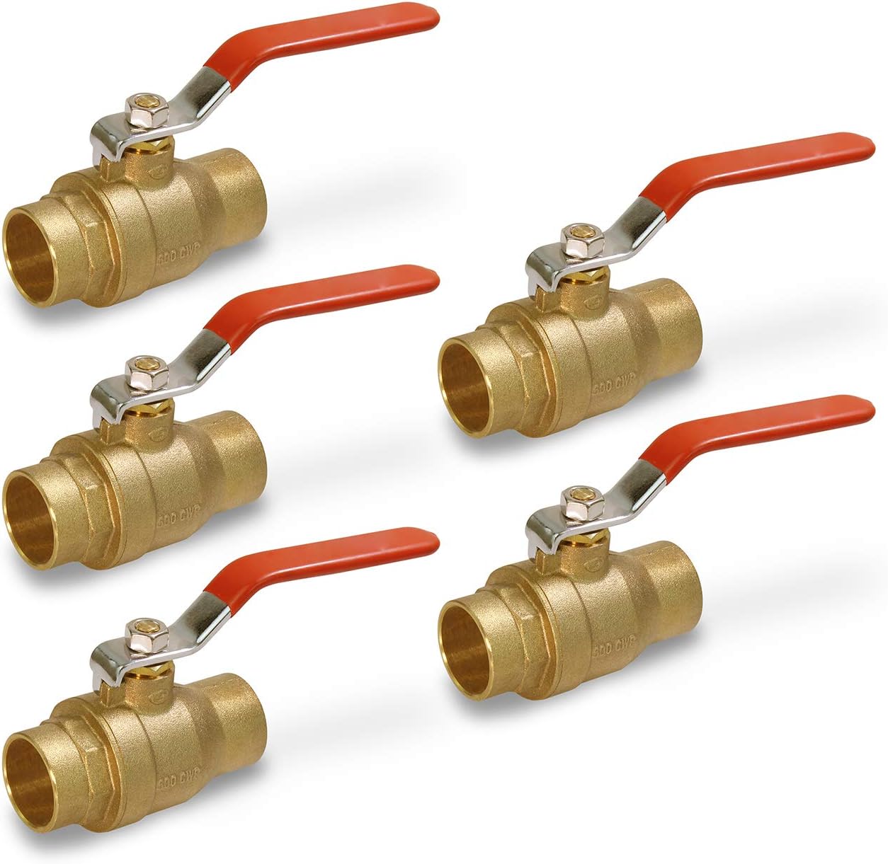 Midline Valve 522C223-5 Premium Brass Gas Ball Valve with 1 in. Sweat Connections (5 Pack), 1 in. SWT