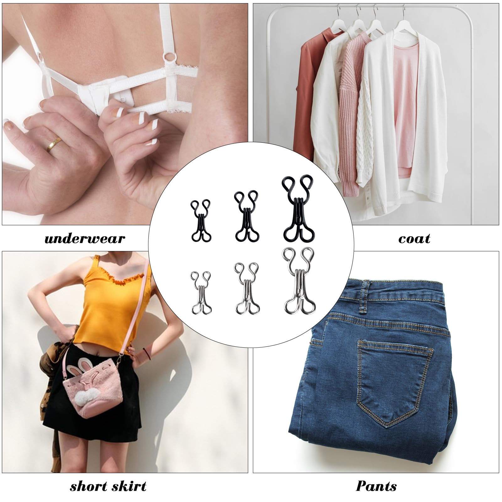 100 Stück Haken Und Ösen Set Gold - Verschlüsse Für Unterwäsche, BH Und Kleidung Zum Annähen