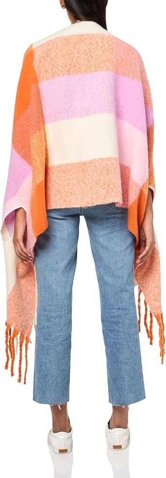Mud Pie Sciarpa Avvolgente Donna Con Fori Per Le Braccia – Pile Scozzese Sfocato Con Nappe – Calda E Alla Moda - 2