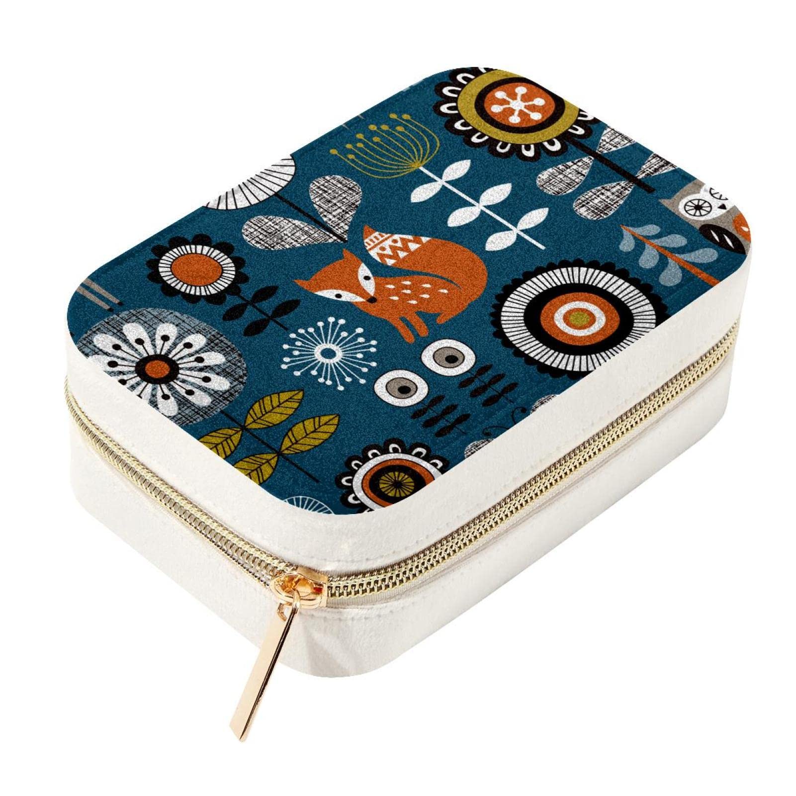Caja de almacenamiento de joyas de terciopelo con cremallera y organizador decorativo de 15x10cm