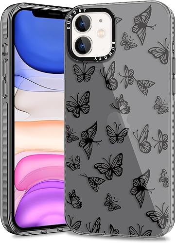 Miniatura 2 de Paquete de 2 bonitas fundas transparentes para iPhone 1212 Pro de 6.1 pulgadas, diseño de mariposa de moda, fundas de silicona suave, delgada, TPU,