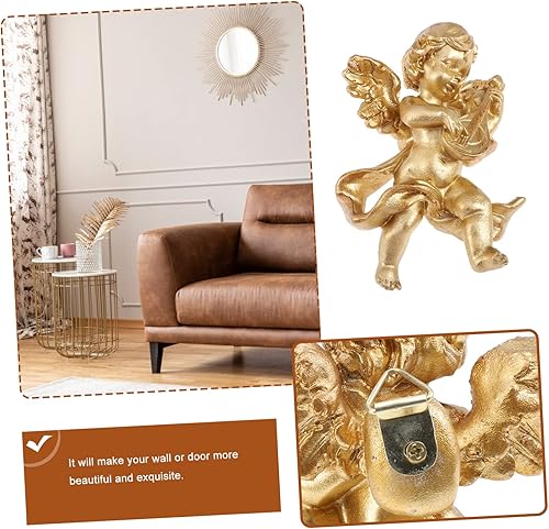 Miniatura 6 de Happyyami Estatua de resina para colgar en la pared, estatua de jardín, estatua de oración de ángel, estatuas para jardín, decoración de querubín,