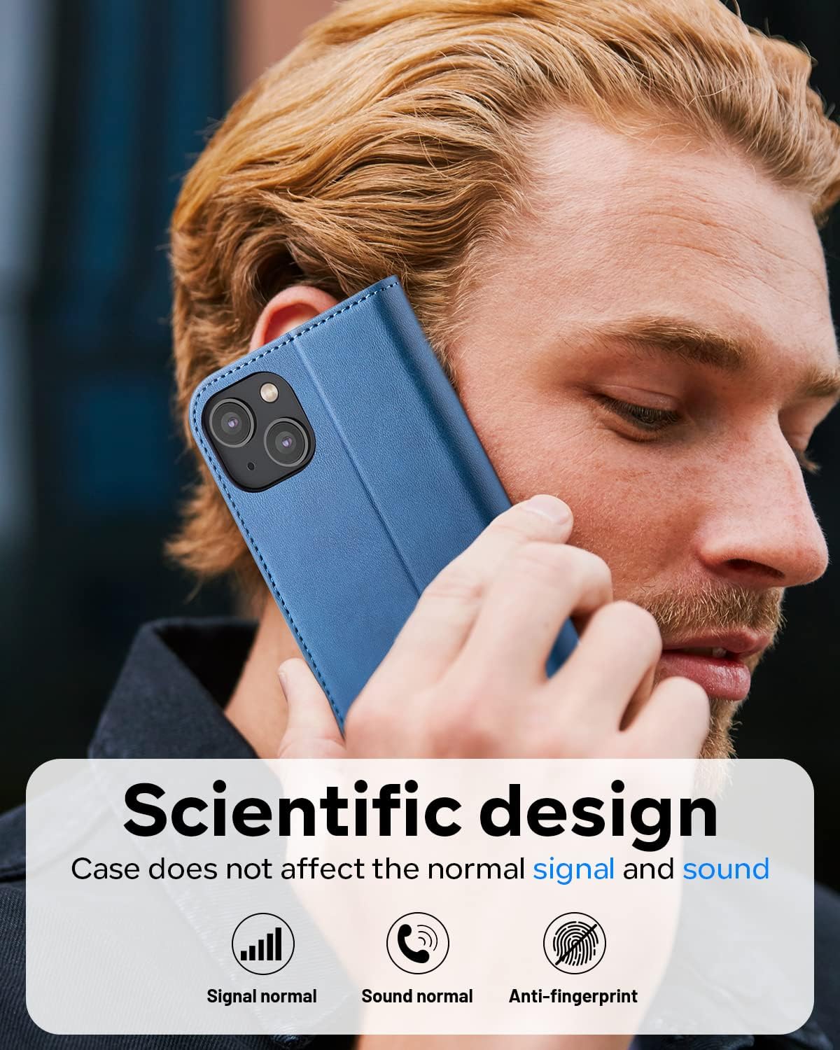 OCASE Compatible with iPhone 14 Wallet Case, PU Leather Flip Folio Case with Card Holders RFID Blocking Kickstand [Shockproof TPU Inner Shell] Phone Cover 6.1 Inch 2022 (Light Blue) - Image 7