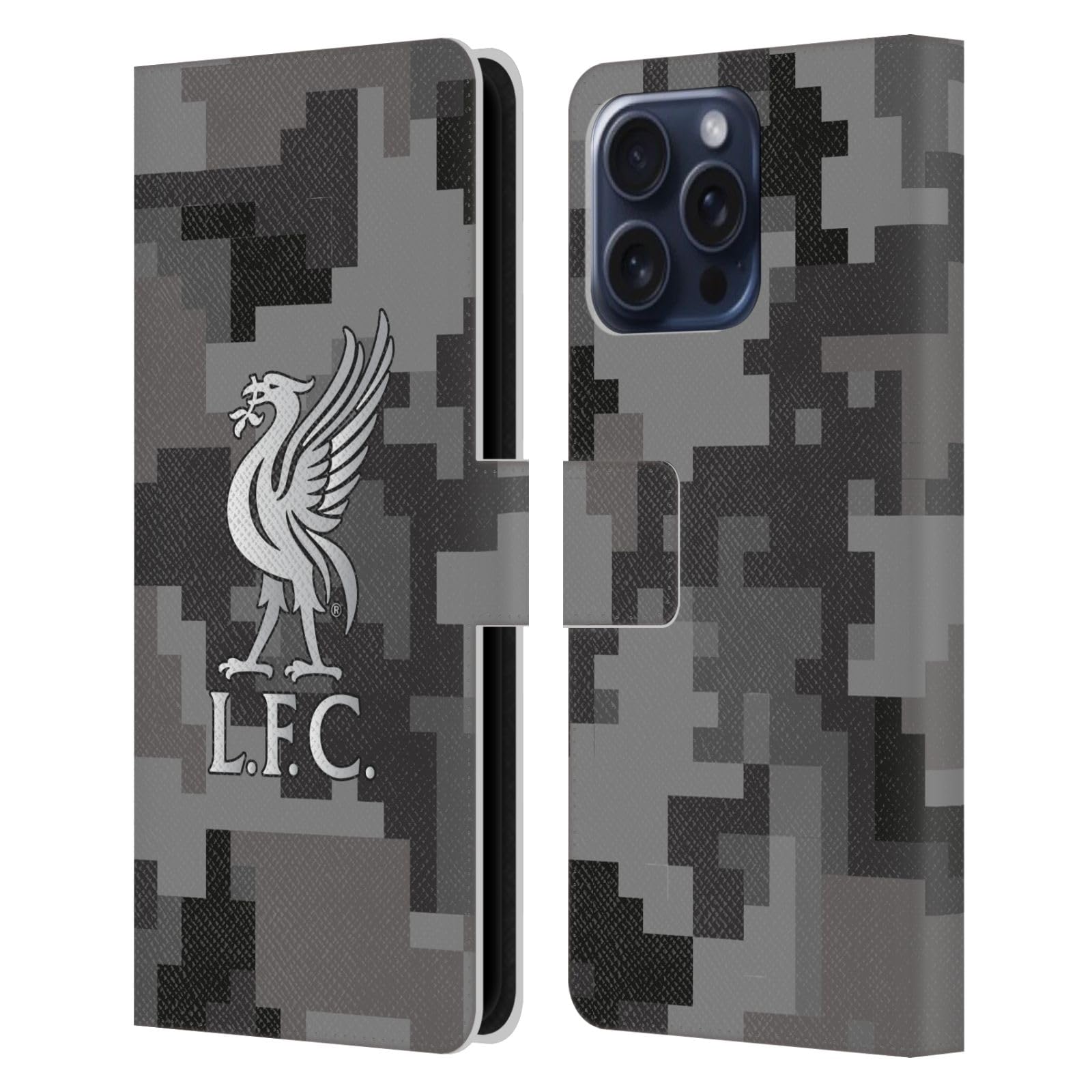 Head Case Designs Officially Licensed Liverpool Football Club Away Colours Digital Camouflage Leather Wallet Case Compatible With Apple iPhone 16 Pro Max โ image 1