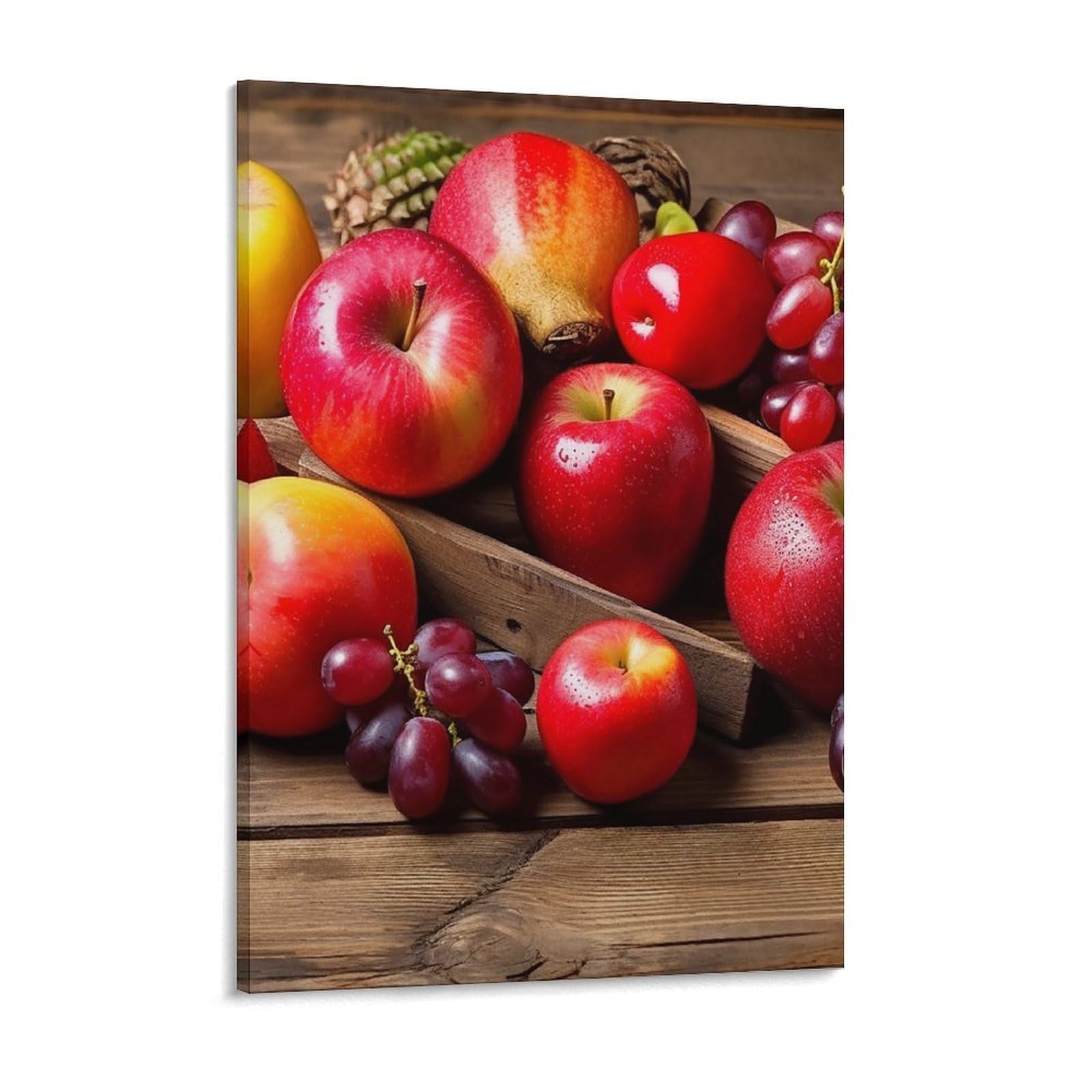 Fruits on Wood Canvas Wall Art for Bedroom 12x16inch Canvas Prints Artwork for Walls Modern Picture Artwork Painting for Living Room Aesthetic Wall Paintings for Bathroom Kitchen Office Decor