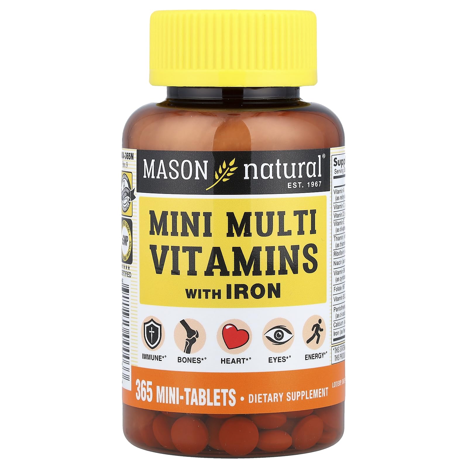 Mason Vitamins Mason Daily Multiple Vitamins With Iron Tablets 1 Count (Pack of 1)