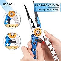 Vista 2 de Booms Fishing X1 Alicates de Pesca de Aluminio para Agua Salada, Kit de Aparejos de Pesca de Surf, Multiherramienta de Pesca Removedor de Anzuelos