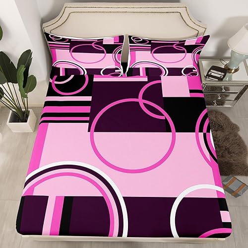 Vista 34 de Juego de sábanas modernas de tamaño Queen, color amarillo, gris y negro, juego de sábanas geométricas a rayas para niños, niñas, niños y Multi 039