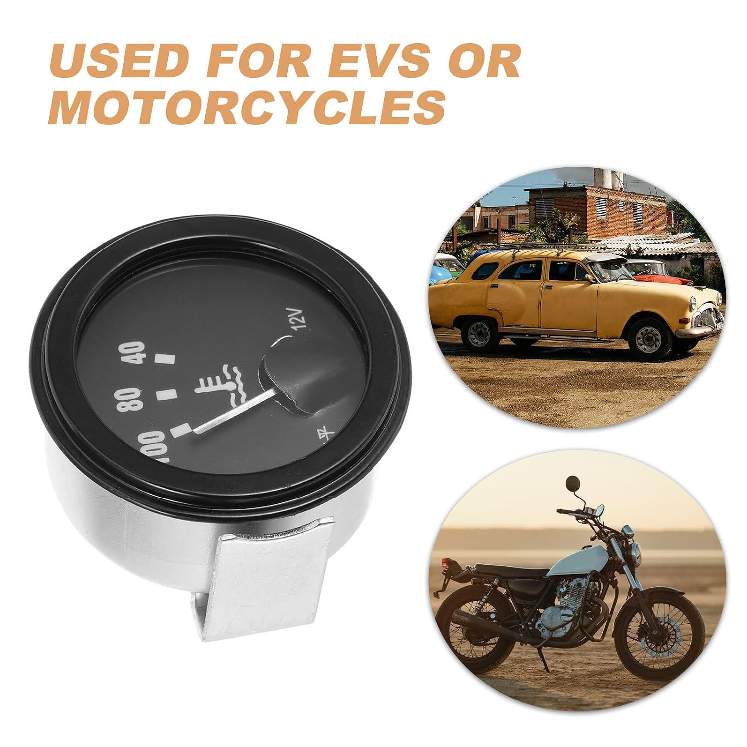 Didiseaon 12v Easy Installation Motorcycle Water Temperature Gauge for Black Alloy Mechanical Temperature Indicator Meter with Longevity Electric Car