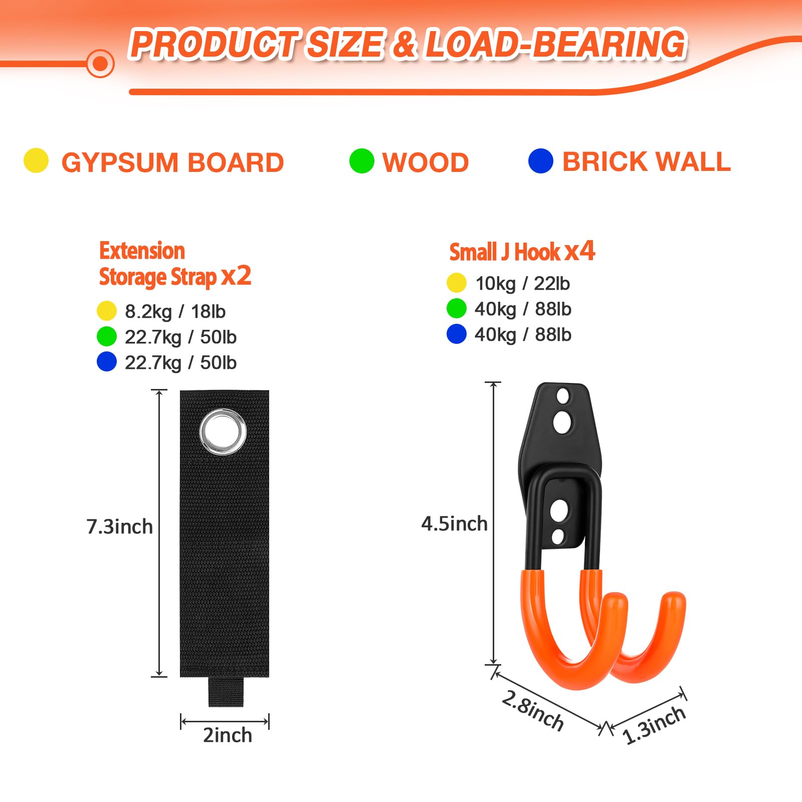 2 Ganci Da Parete Per Garage - Acciaio Nero Con Rivestimento PVC, Portata 30kg Per Scale E Biciclette