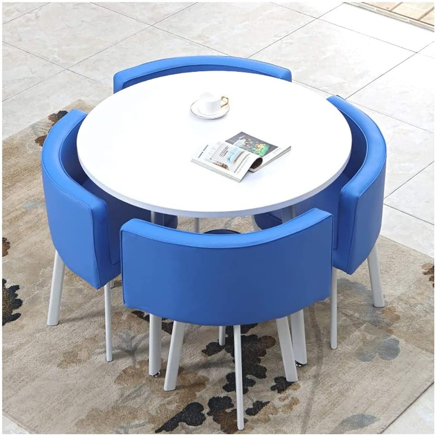 Conference Reception Room Coffee Table with Chair Cafe Tables and Chairs Set 4 Simple and Casual Office Reception Negotiation Table and Chair Combination Desser,Orange-One Size