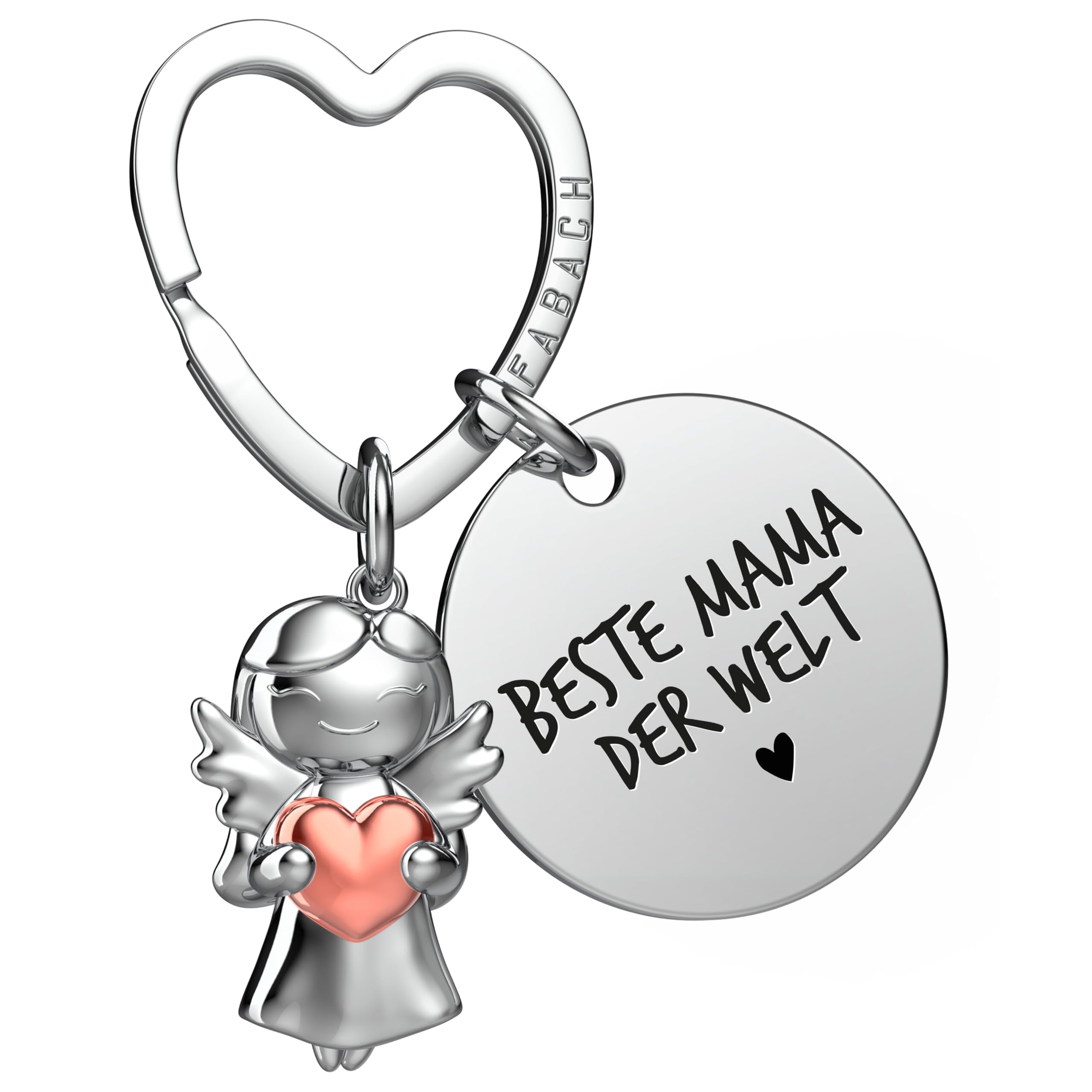 FABACH Beste Mama Schlüsselanhänger Schutzengel Glücksbringer mit Herz und Gravur - Beste Mama Geschenke Schlüsselanhänger - Beste Mama Geschenk Engel Glücksbringer Muttertag