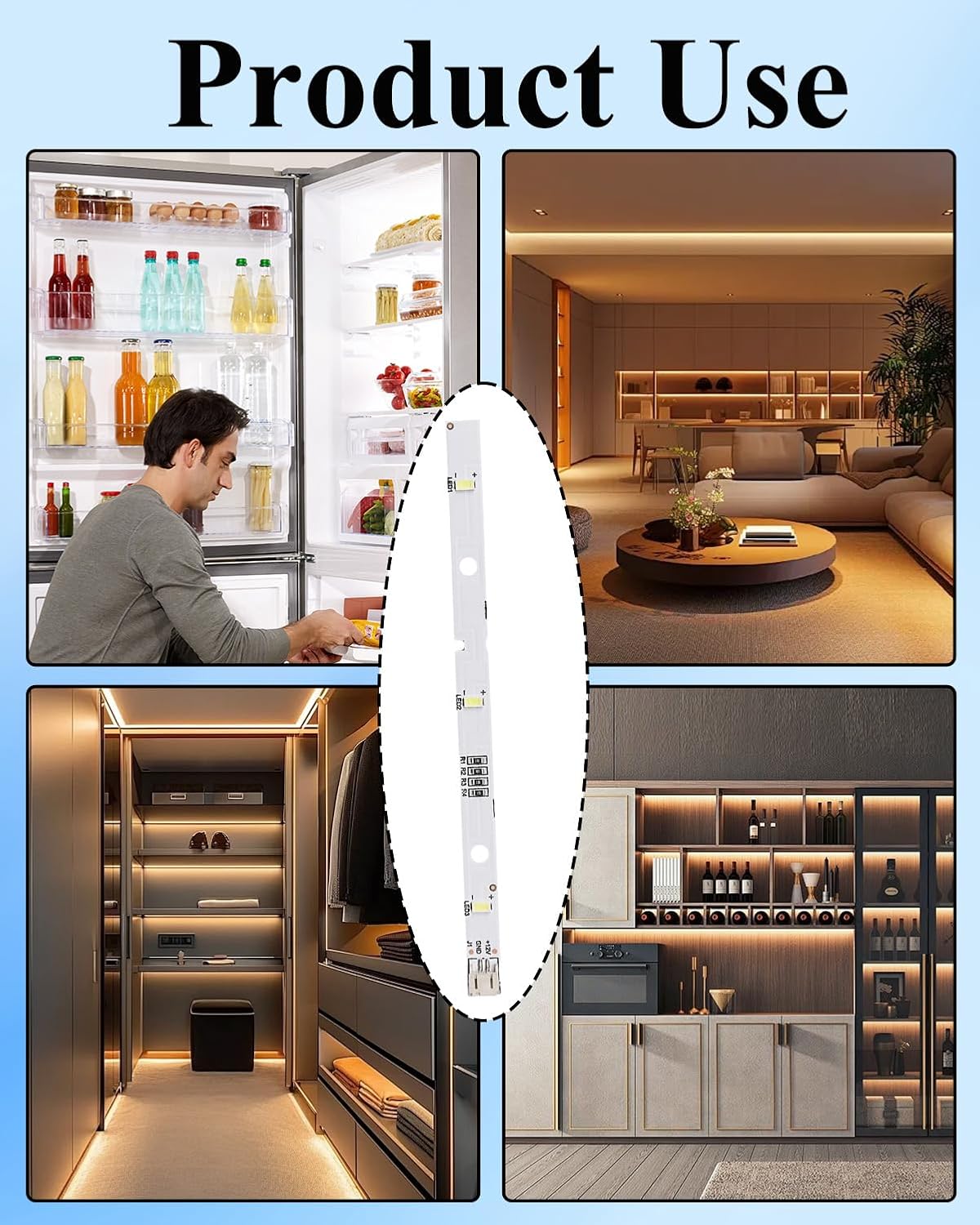 3PCS LED Strip Light for RONGSHENG/HISENSE Refrigerator E349766 MDDZ-162A 1629348 1529227 DC12V 2W LED Fridge Light Bar compatible with Kenwood Fridge KIFF5017 KIFF5020 KIFF7017 KIFF7020 KSBNDIX18