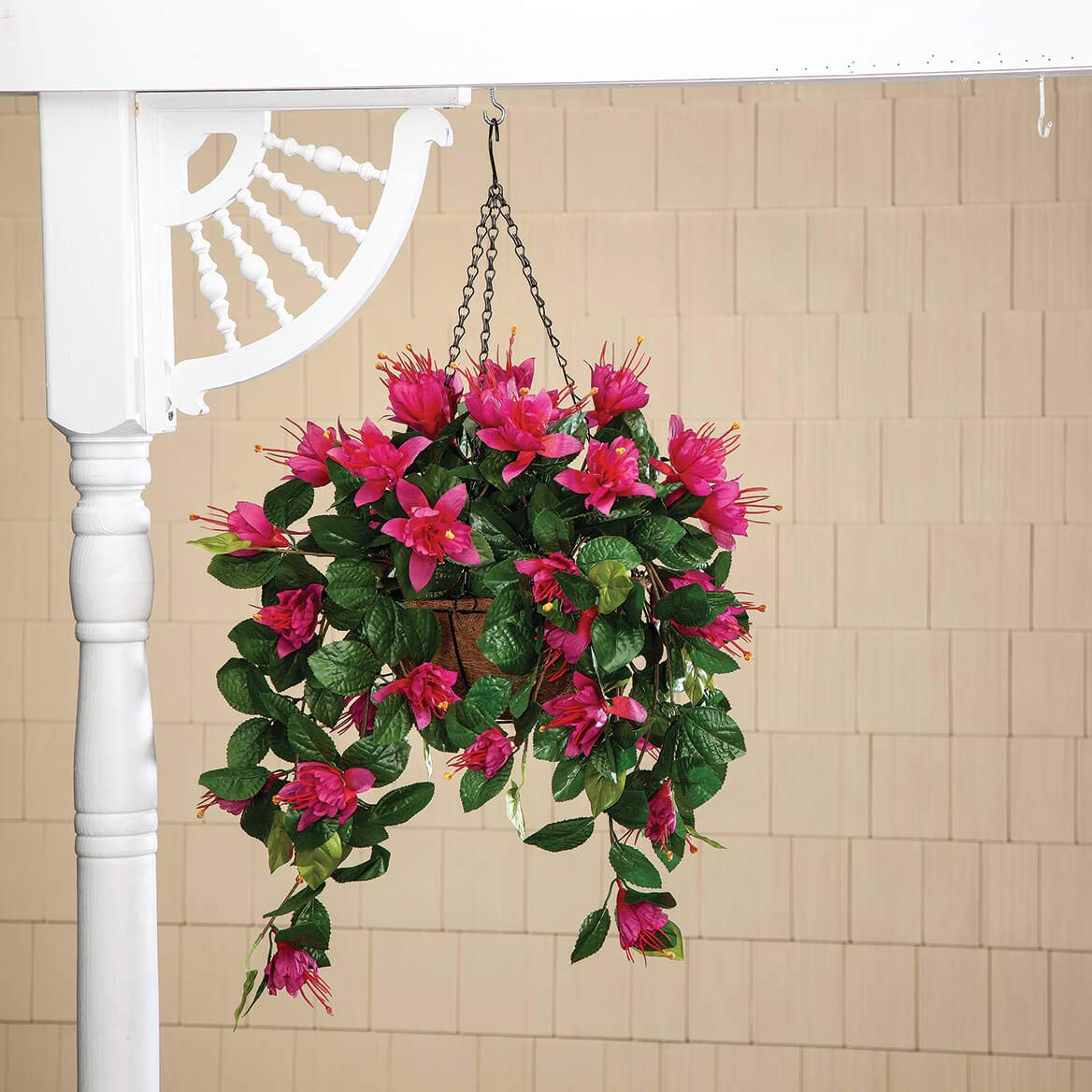 Amazon.com: OakRidge Fully Assembled Fuchsia Hanging Basket, Fuchsia   Polyester, Red, 15" Long x 15" Wide x 8" High : Home & Kitchen