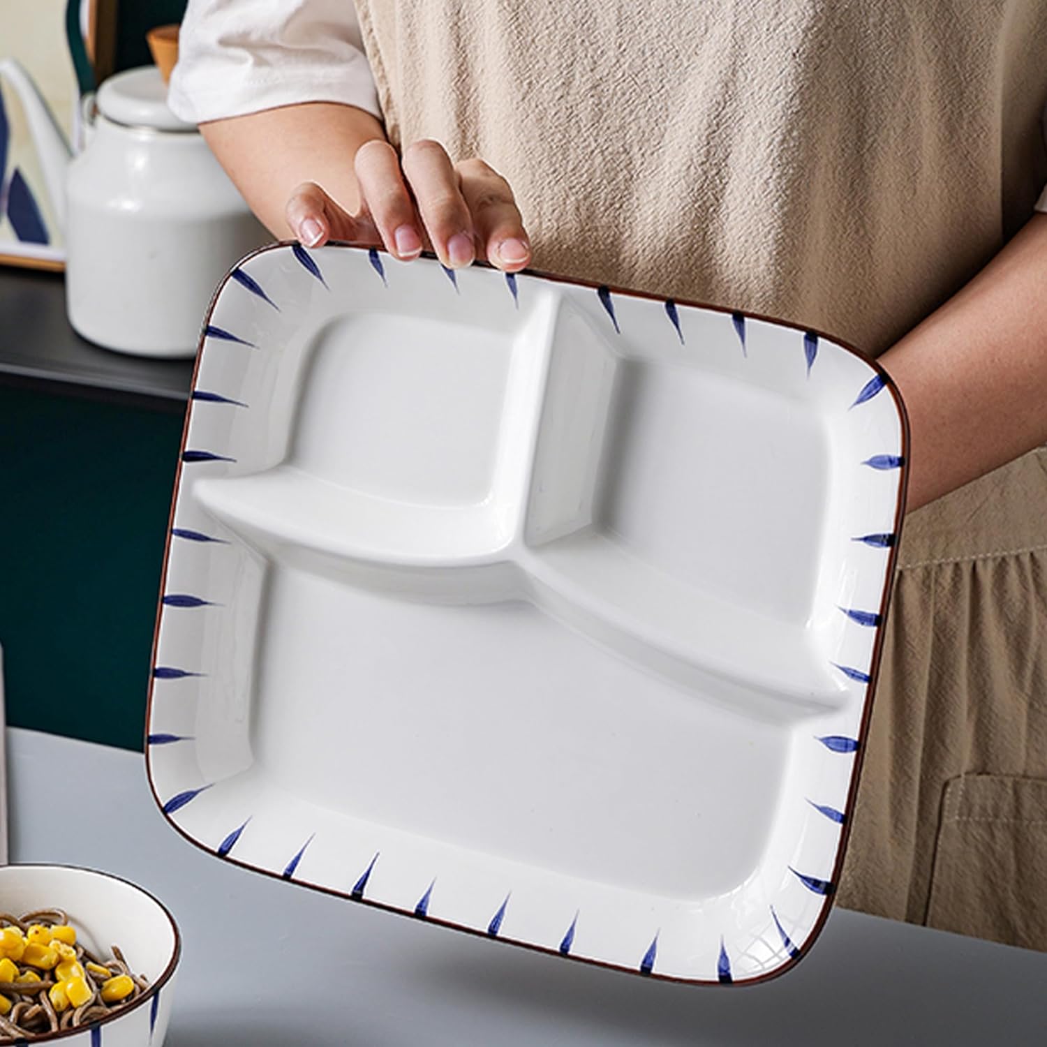 Ceramic Divided Porcelain Dinner Plate - 10 Inch, Breakfast, Lunch, Bowl, Portion Control, Salad - Kitchen Tableware - Image 6