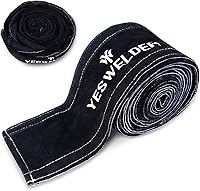 Vista 1 de YESWELDER Cubierta de cable de soldadura TIG resistente a la llama de cuero negro de 7,6 metros (25 pies de longitud)