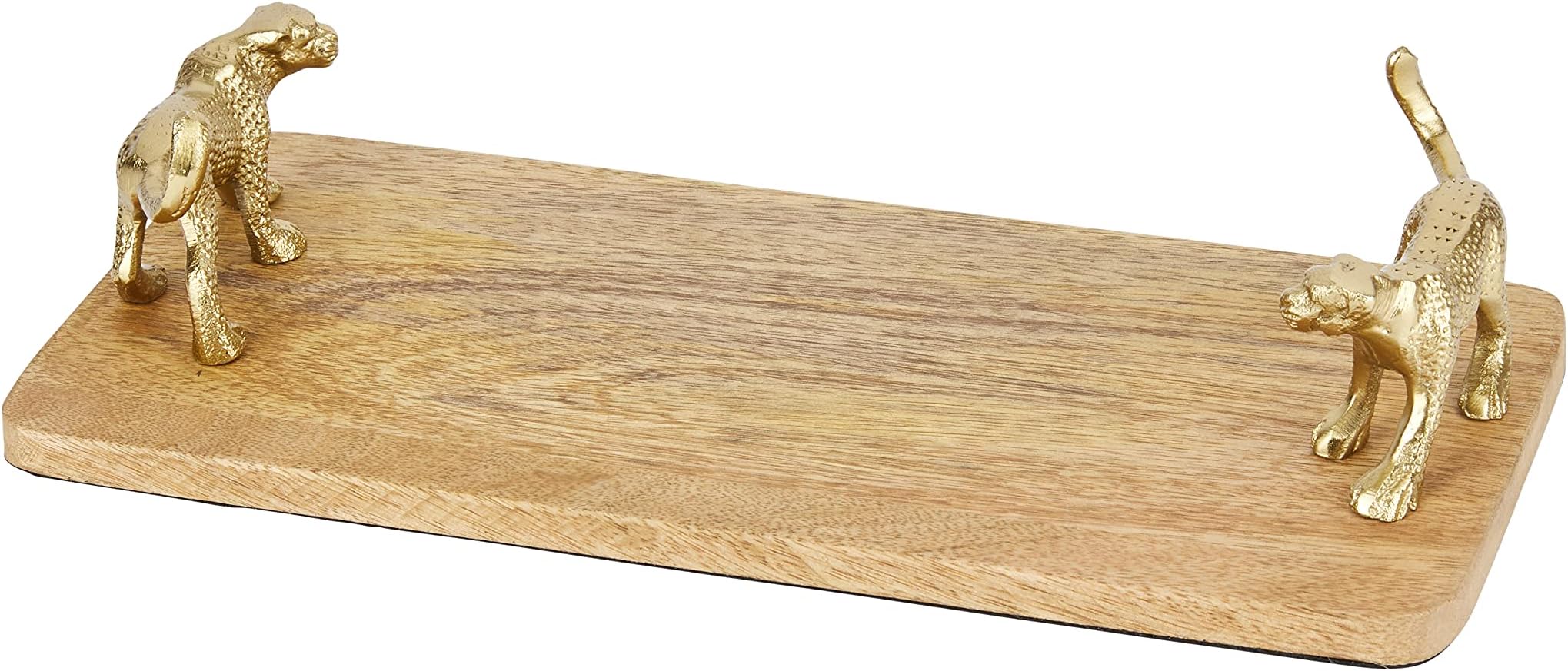 Artesa Rectangular Serving Platter, Mango Wood Board with Leopard Shaped Handles, 32 x 15cm
