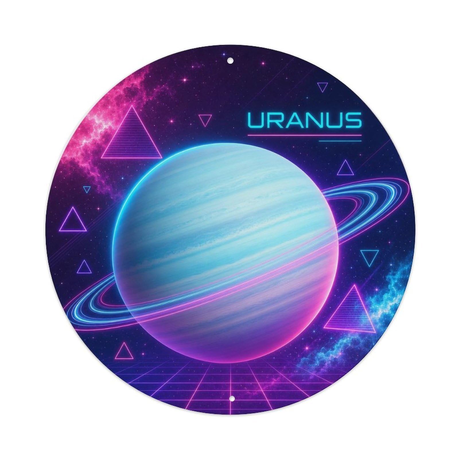 Space Exploration Solar System Uranus Ice Giant Cosmos Metal Tin Sign Plaque Wall Decor for Cafe, Man Cave, Club Bar, Office, Home Garden Round Metal Poster 8x8Inch