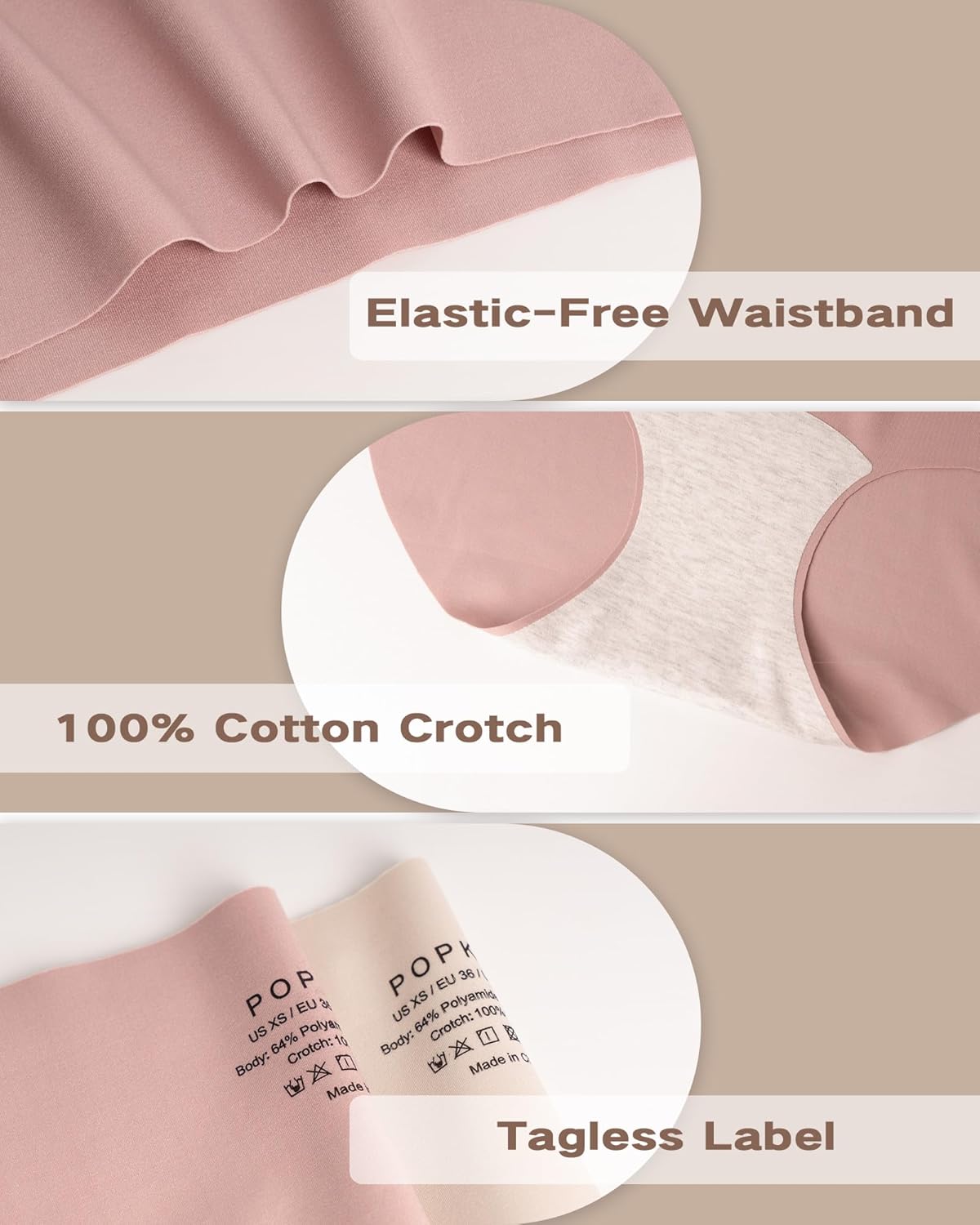 POPKOK Womens Underwear Seamless Stretch No Show Invisible Lightweight Hipster Panties 3-Pack - Image 3