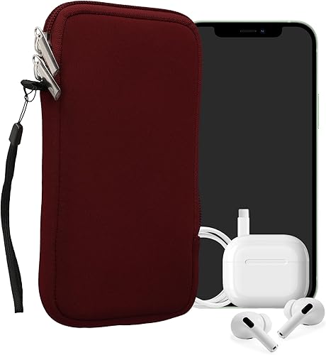 Miniatura 78 de kwmobile Bolsa de neopreno para teléfono tamaño XL - 6.7/6.8 pulgadas - Funda universal para celular con cremallera, correa para la muñeca, amarillo