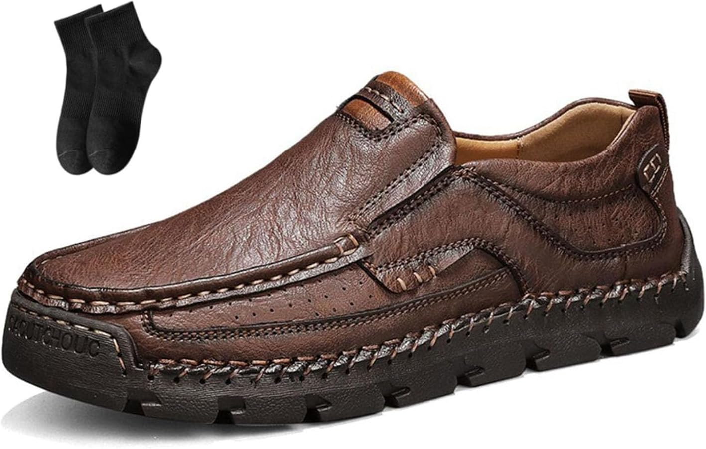 Men's Handcrafted Cowhide Orthopedic Loafers - Wide Toe Box, Shoes for Men Comfortable Slip on Driving Loafers