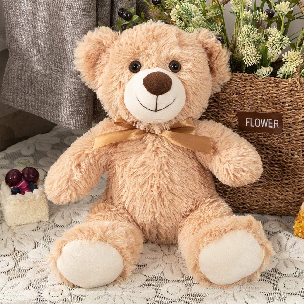 MorisMos 3 Packs Teddy Bear Stuffed Animals Plush - 13.5 Inches Height Cute Plush Toys in 3 Color Light Brown,Dark Brown,White Teddy Bears - 3 Pcs Little Bear Stuffed Animals : Toys & Games