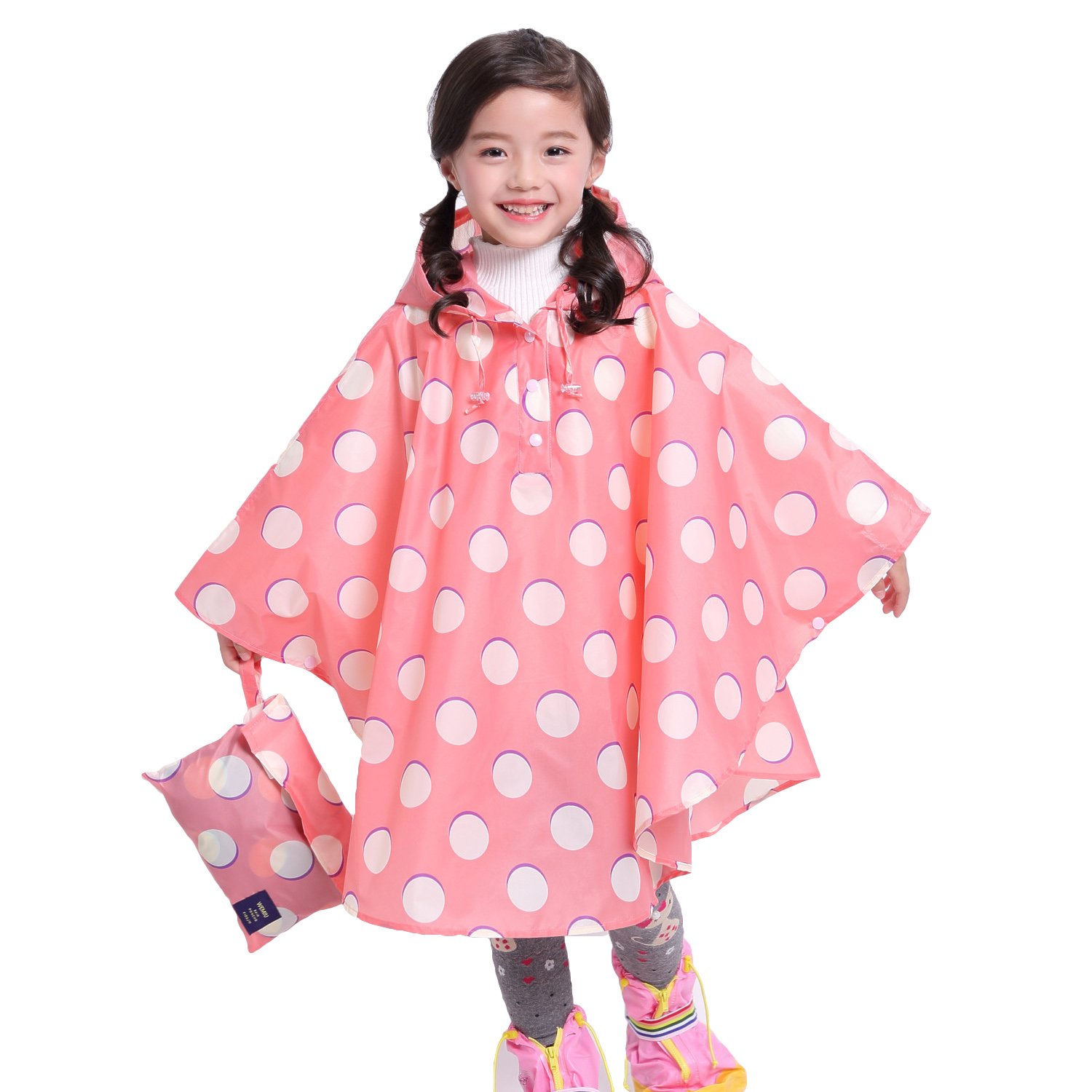 Gaga city Bambini Impermeabile Giacca da Pioggia Poncho da Pioggia Bambina Incappucciato Riutilizzabile Cappotto di Pioggia Bello come Materiale e ha la Sua Sacca 1-12 anni