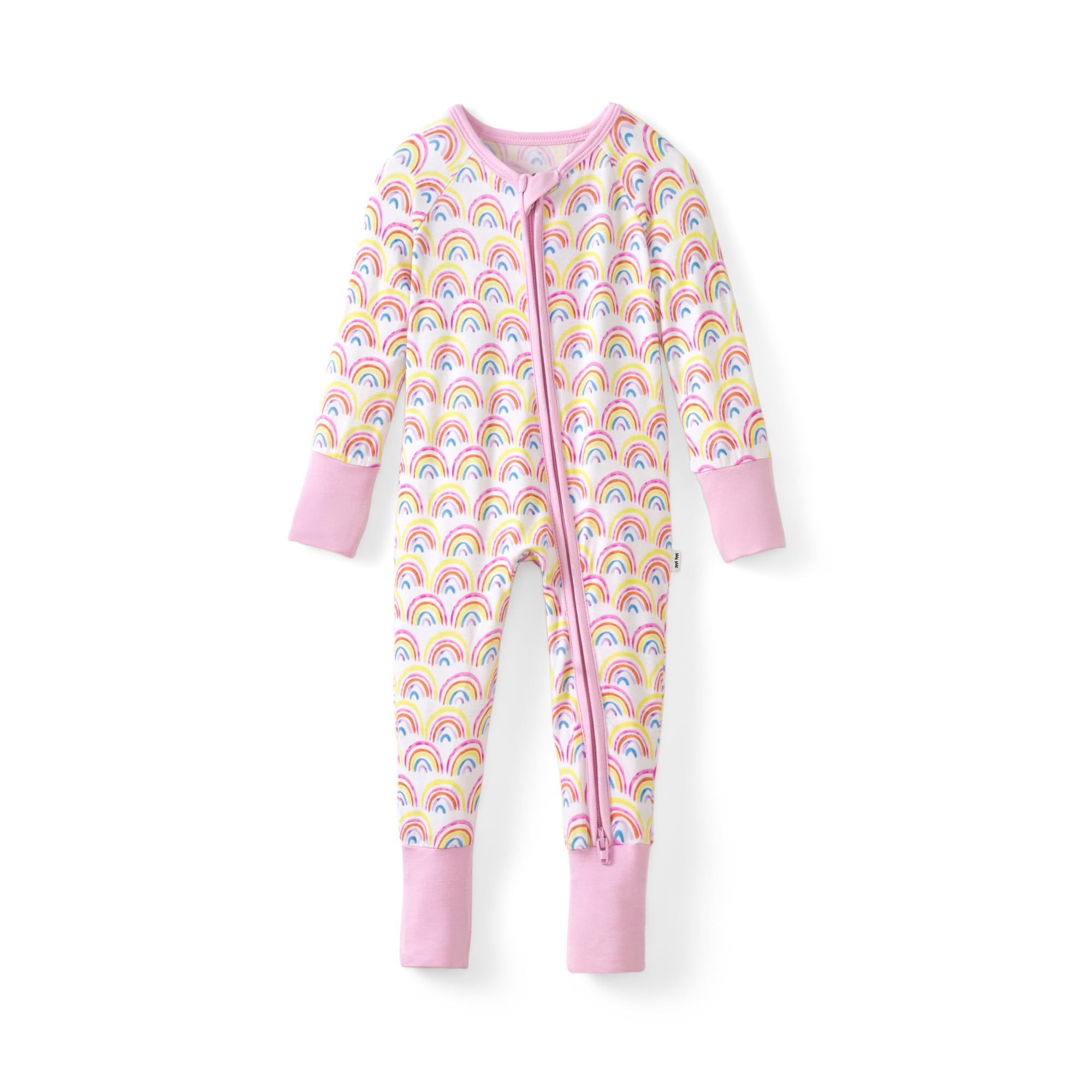 Little Sleepies Pajamas for Baby Boys & Girls, Viscose from Bamboo Baby Pajamas, Sleepers, 2-Way Zipper PJs | 2-way zipper, boys & girls kids pajamas, family matching, tagless, eczema-friendly, fold-over cuffs, seasonless, Preemie-3T 0-3 Months Rainbows (Pastel)