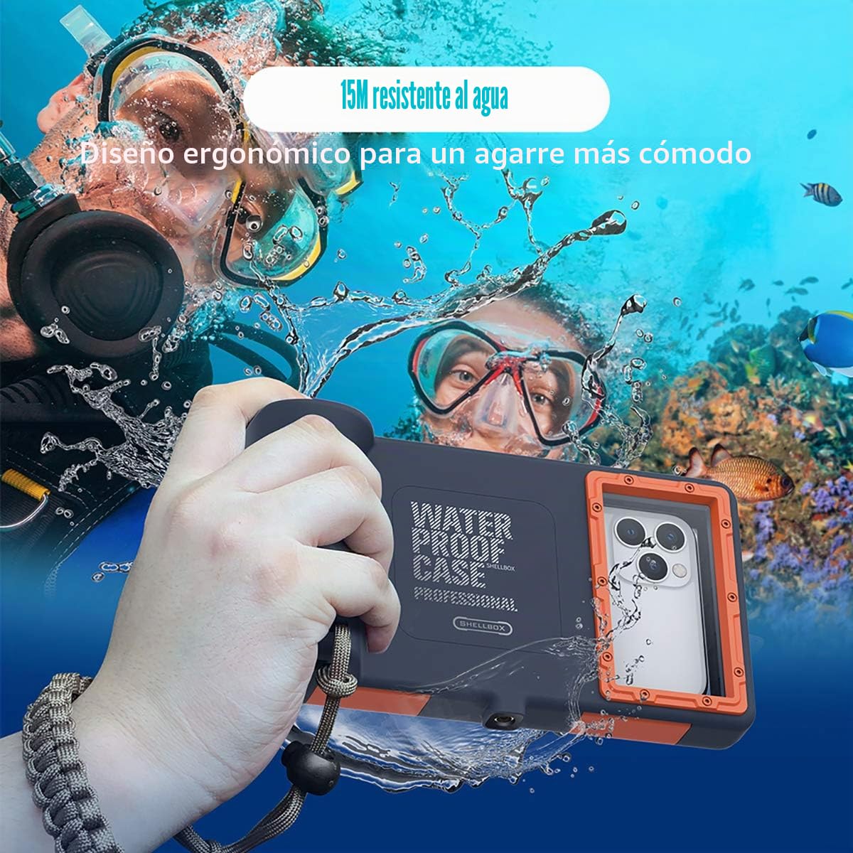 Funda Universal Impermeable y antigolpes para iPhone 11 Pro MAX XS MAX XR X 8 7 6S Plus Galaxy Note10 10 S9 S9 hasta 6,8 Pulgadas, Impermeable hasta 15 m