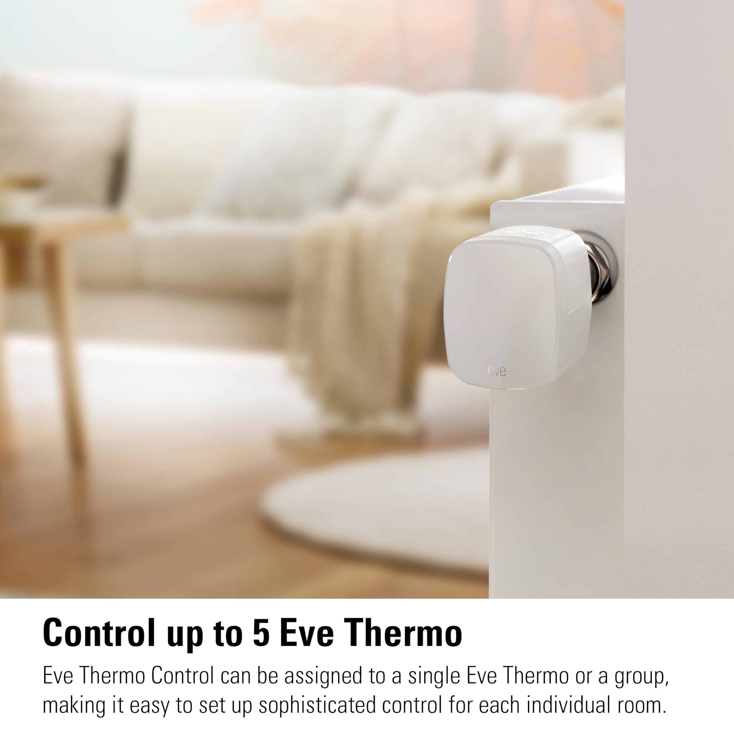 Eve Thermo Control (Matter) – Sensore di temperatura e controller per Eve Thermo (Matter), compatibile con Apple Home, richiede Apple TV 4K (2ª gen./3ª gen. 128 GB), HomePod (2ª gen.)