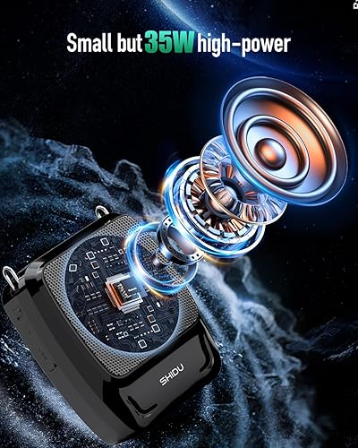 Miniatura 3 de SHIDU Amplificador de voz de 35 W con micrófono inalámbrico (de mano y auriculares), megáfono portátil Bluetooth para profesores, guías turísticos,