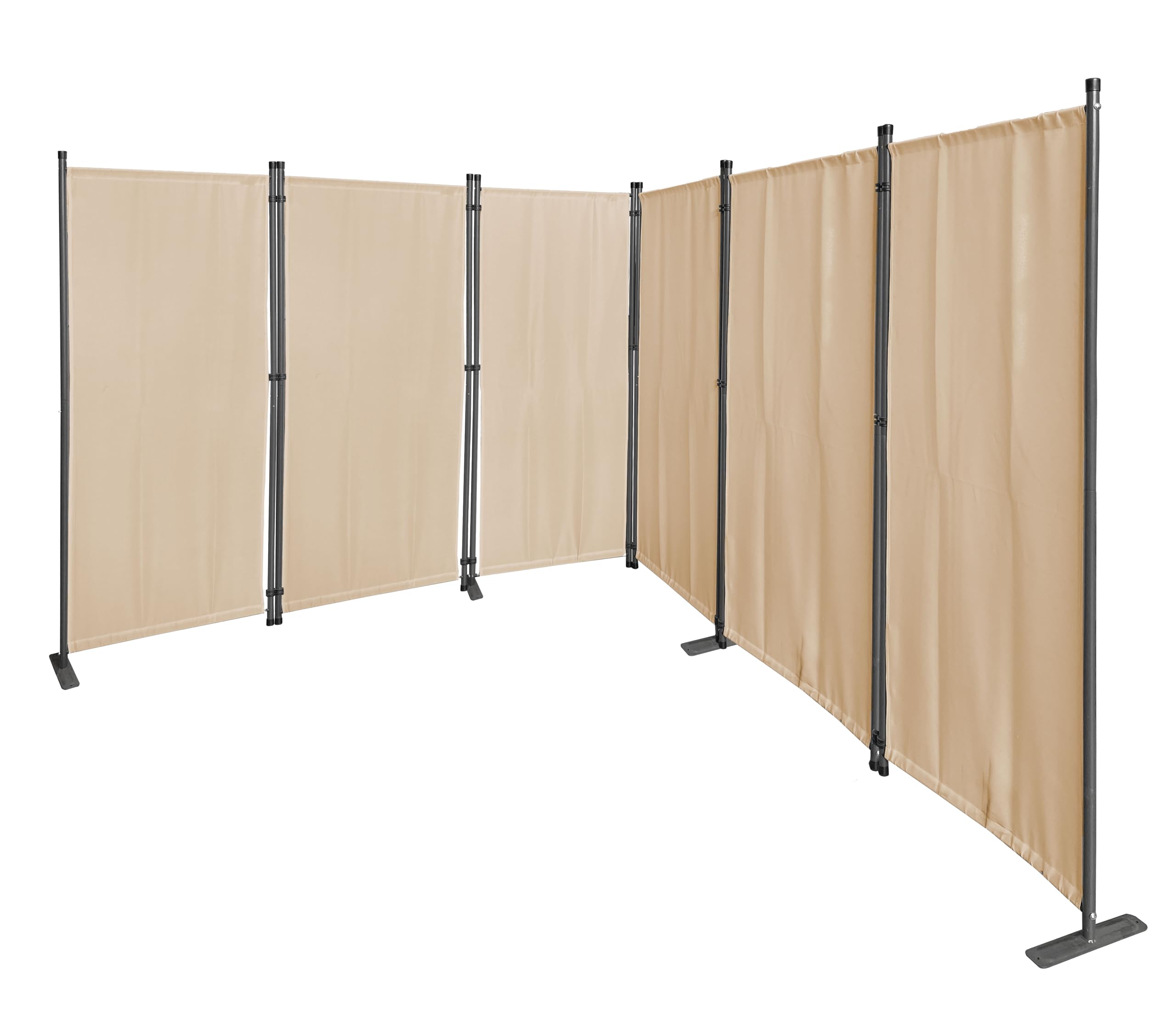 QUICK STAR parawan 6-cz??ciowy, 340 x 165 cm, z materia?u, cianka dzia?owa, balkon, ochrona przed wzrokiem, sk?adany, piasek