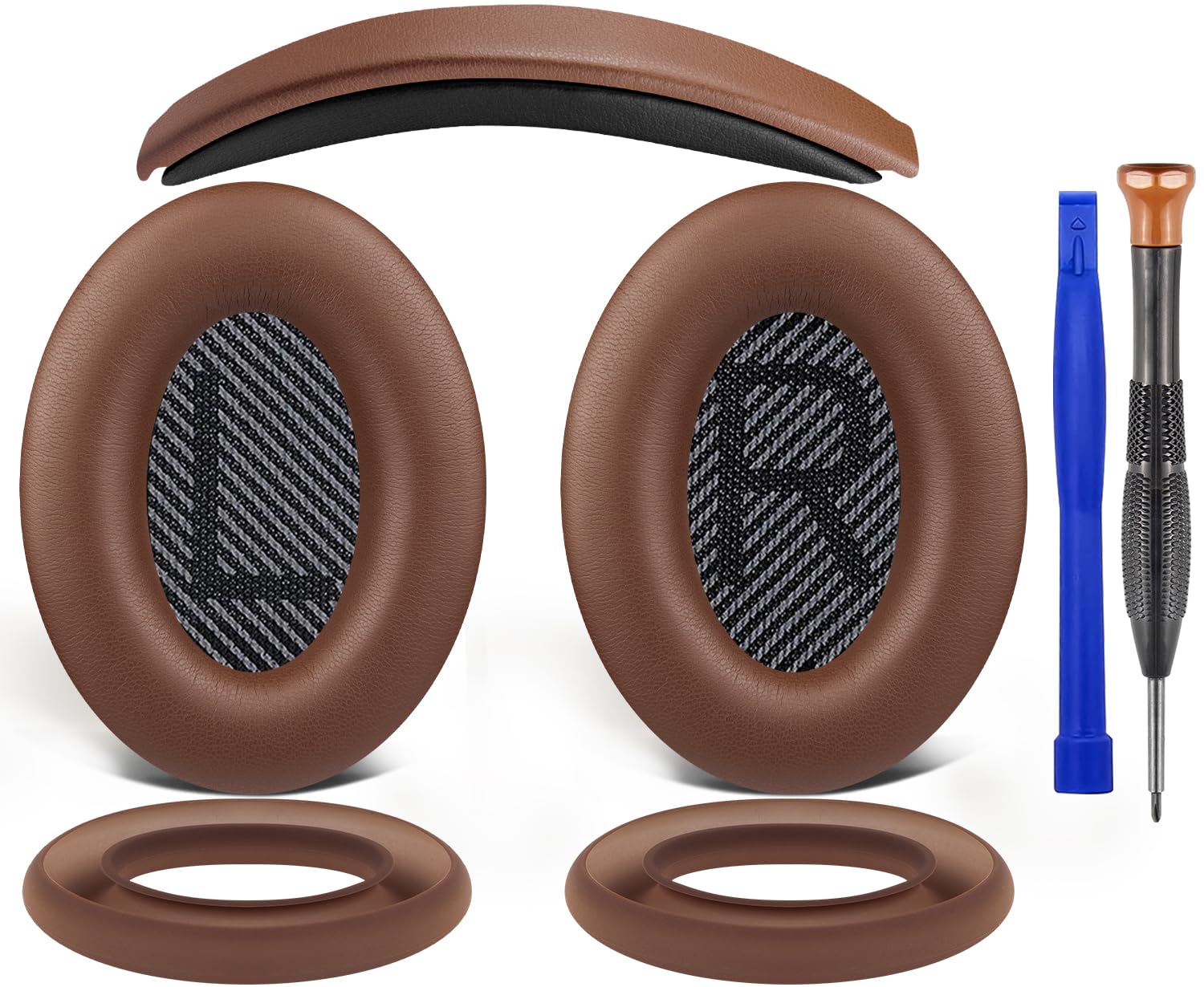 Ear Pads Cushions + Headband + Silicone Earpads Cover Protector, Replacement Kit for Bose QuietComfort 35 QC35, QC35 ii Over-Ear Headphones - Coffee-image-44