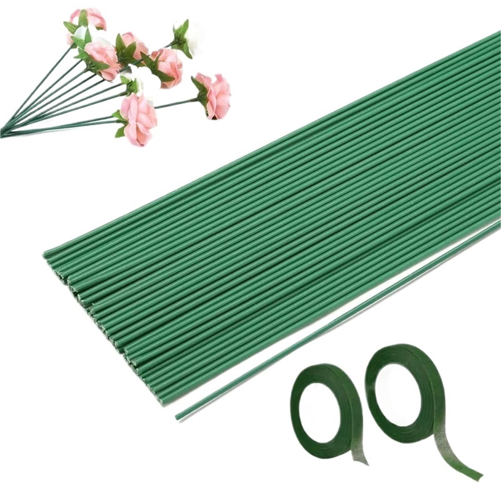 Blumendraht 2 mm grüne Blumenstiele for künstliche Blumenstangen for Selbermachen von Hochzeiten und Gestecken für Heimwerker(50pcs)