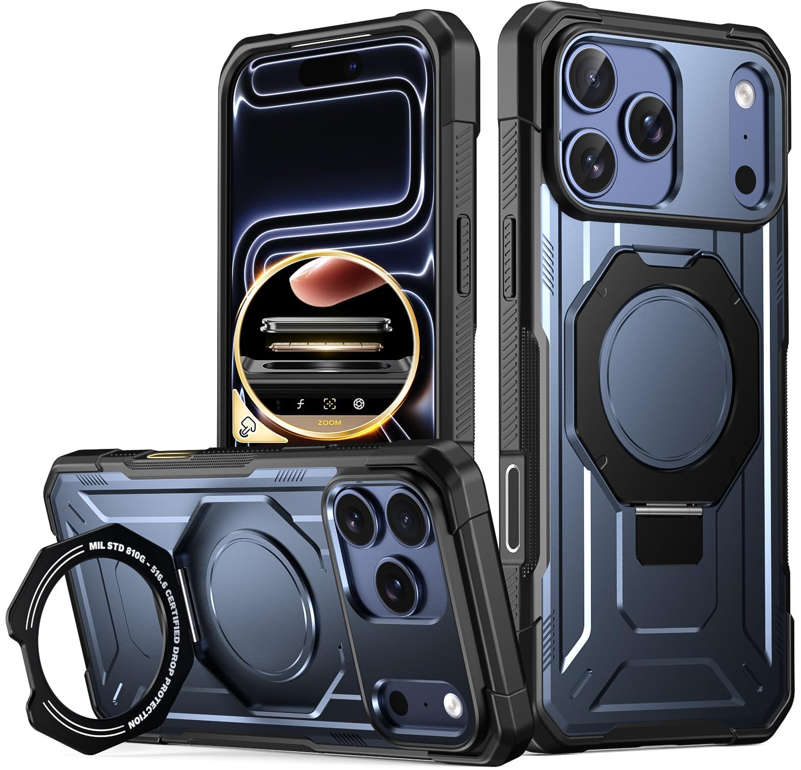 Poetic Spartan Case with Ring Stand for iPhone 17 Pro Max Camera Control Button Magsafe Compatible Full Body