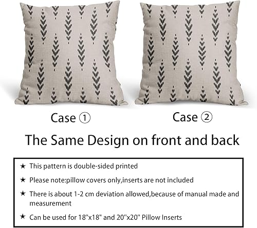 Miniatura 6 de Juego de 2 fundas de almohada bohemias negras de 18 x 18 pulgadas, diseño étnico vintage geométrico con estampado de espiga para exteriores, funda