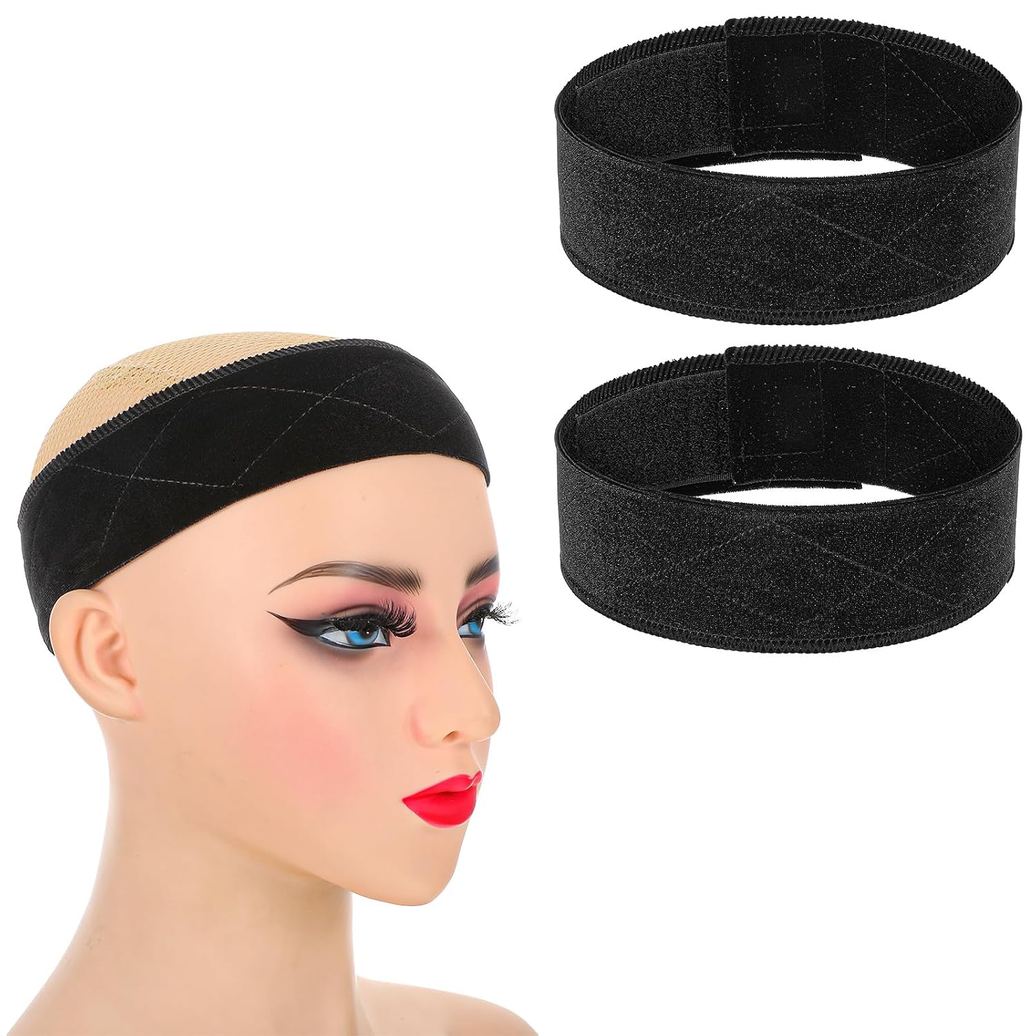 2Pcs Velvet Wig Band for Woman, Adjustable Wig Grip Hair Band