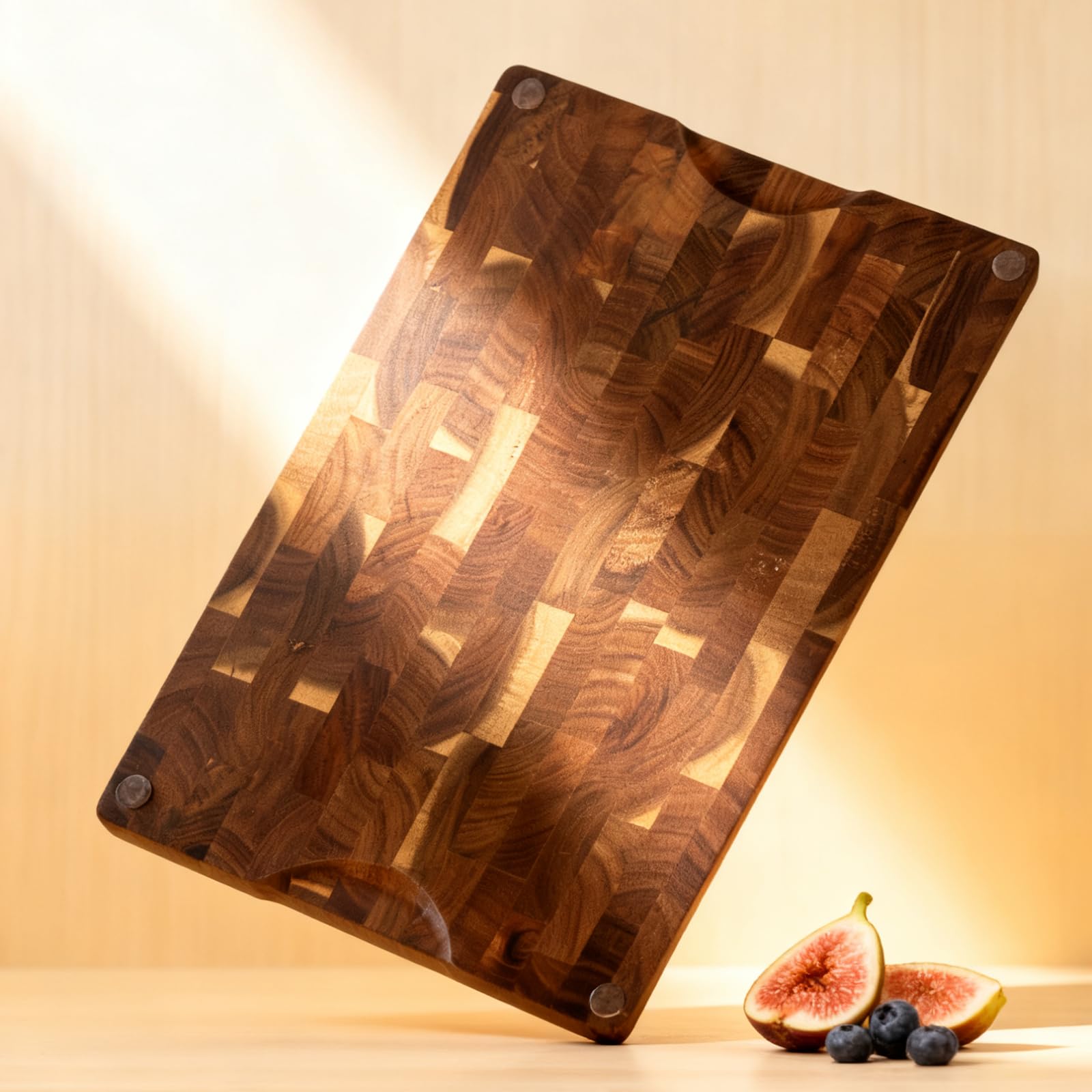 3 tablas de cortar de madera de acacia, tablas de cortar de madera para cocina, tabla de cortar de madera reversible, tabla de cortar de grano final, asas integradas, bandejas de madera para carne