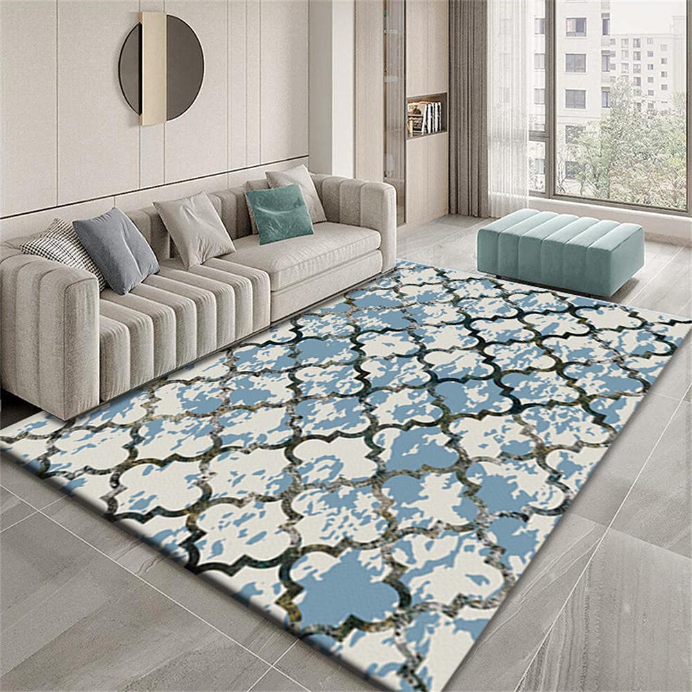 Tapis de cuisine antidérapant et lavable bleu 3D géométrique 80x160cm