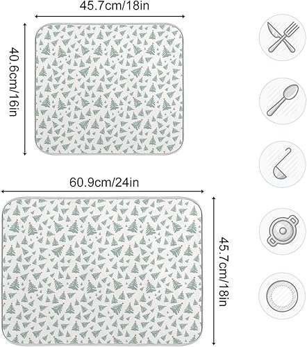 Miniatura 2 de Christmas Tree Ornament Dish Mat Washnable Absorbent Drying Mat For Kitchen Counter Dish Drainers Mats For Kitchen Counter Tapete Para Cocina 16'' x