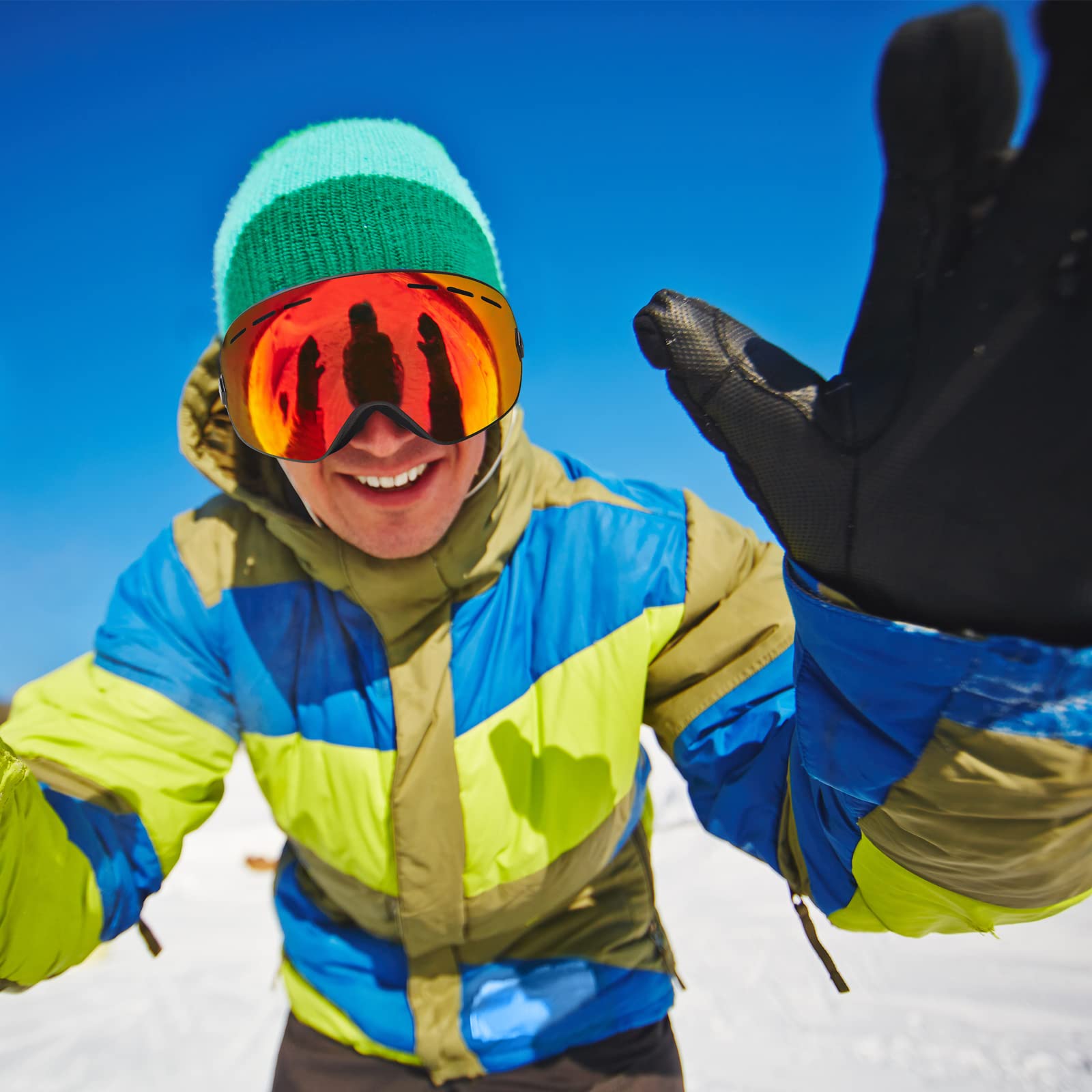 EXP VISION Lunettes de ski et de planche à neige pour hommes, femmes, jeunes, anti-buée, OTG - Verres sphériques amovibles